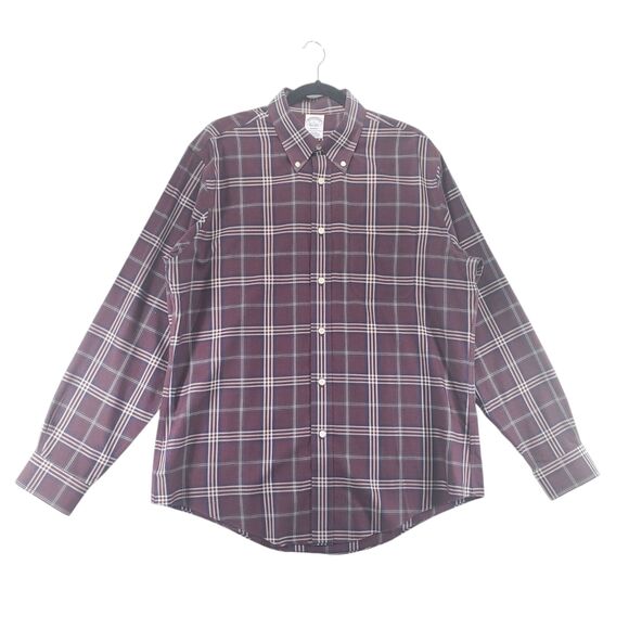 Brooks Brothers Other - L Brooks Brothers Regent Button Down Shirt Burgundy Wine Plaid Pocket Maroon